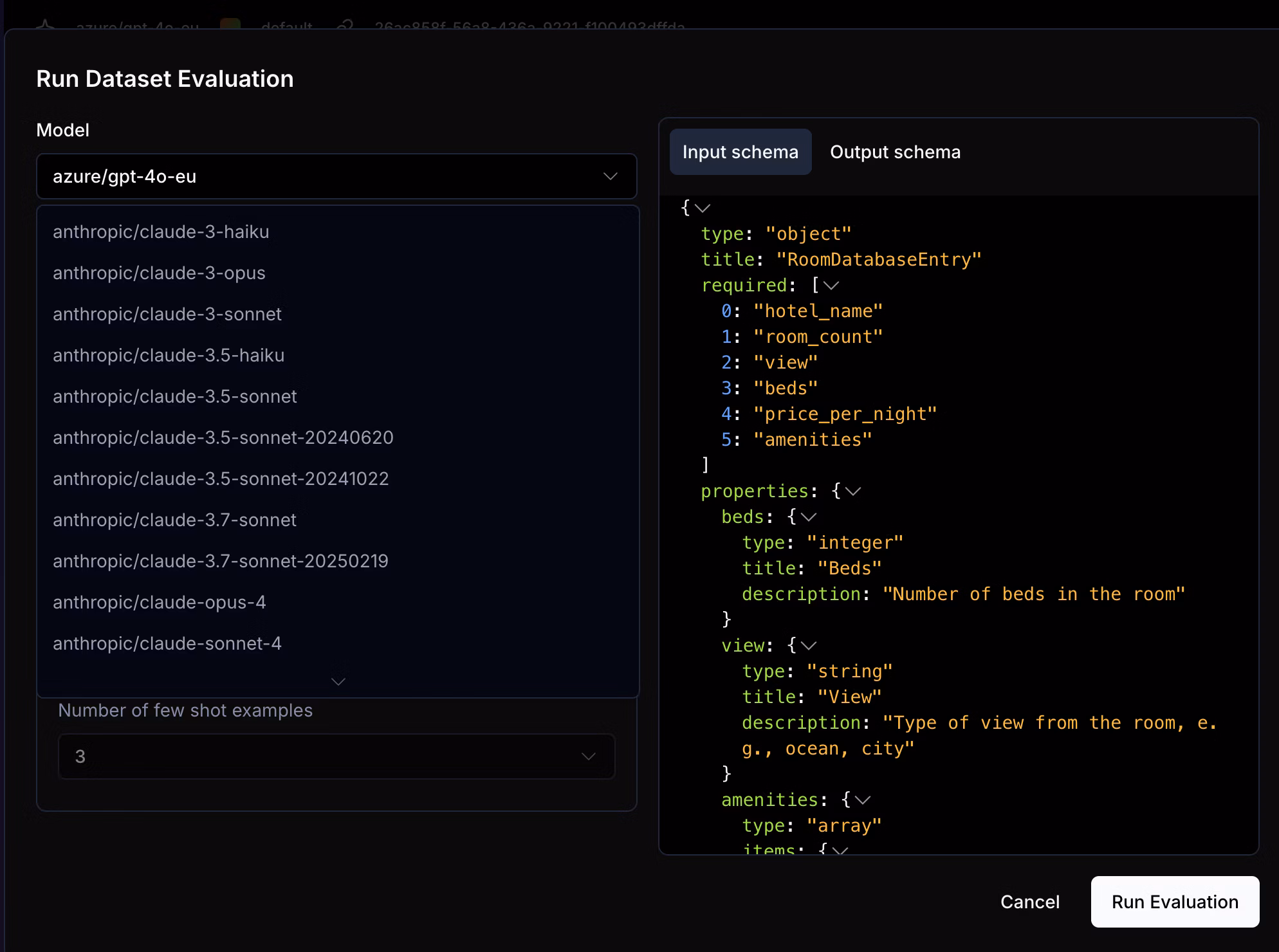 Running dataset evaluations