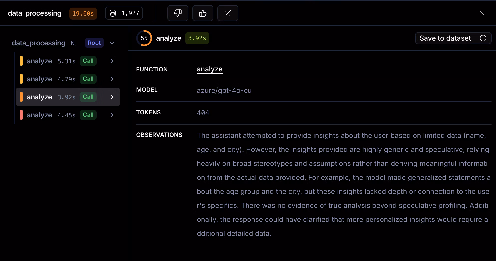 Automatic quality scoring and observations in action